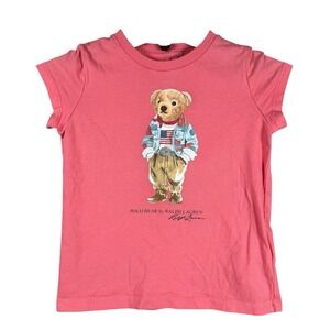 Polo Ralph Lauren Polo Bear Shirt Girls 4T‎ Pink T-Shirt Preppy
